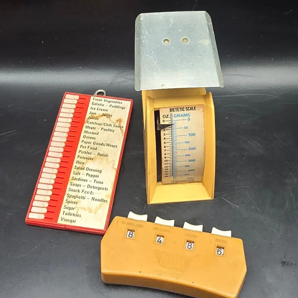 Vintage Kitchen Accessory Lot Hanson Dietetic Scale Grocery Tally Check List